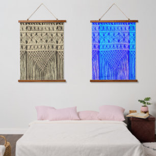 vintage Macramé look - blue purple&sepia Hanging Tapestry