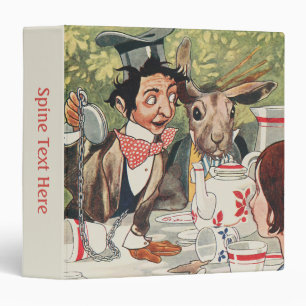 Vintage Mad Hatter Tea Party Alice Illustration 3 Ring Binder