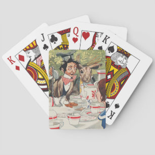 Vintage Mad Hatter Tea Party Alice Illustration Poker Cards