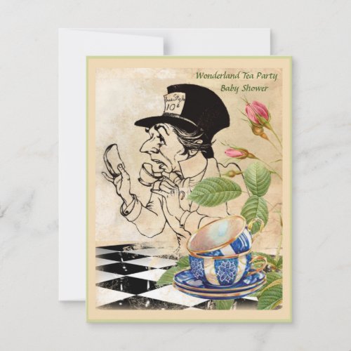 Vintage Mad Hattters Tea Party Baby Shower Invitation