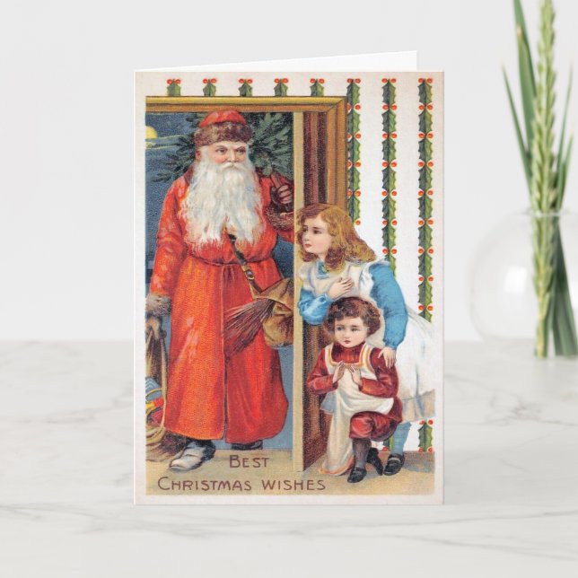 Vintage Mad Santa Holiday Card (Front)