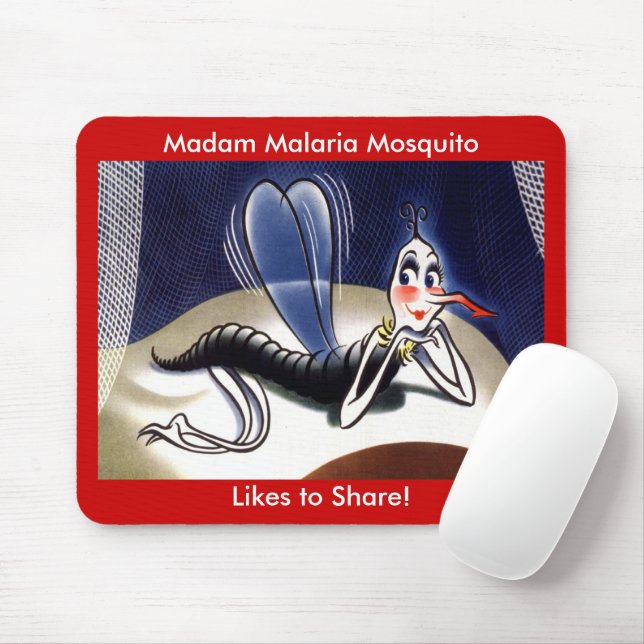 Vintage Madam Malaria Mosquito Mouse Pad (With Mouse)