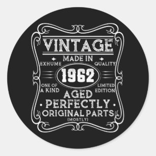 Vintage Made In 1962 Retro Classic Classic Round Sticker