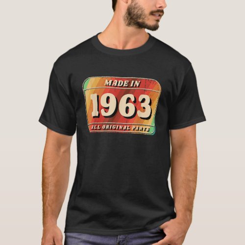 Vintage Made In 1963 Original Parts License Plate  T_Shirt