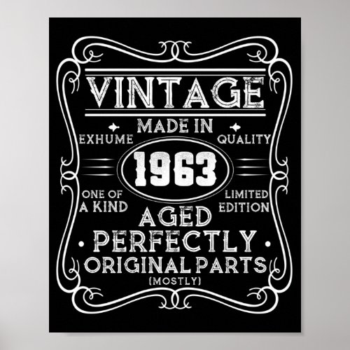 Vintage Made In 1963 Retro Classic Poster