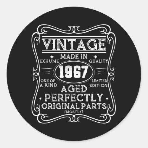 Vintage Made In 1967 Retro Classic Classic Round Sticker