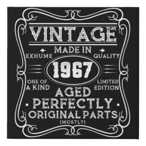 Vintage Made In 1967 Retro Classic Faux Canvas Print
