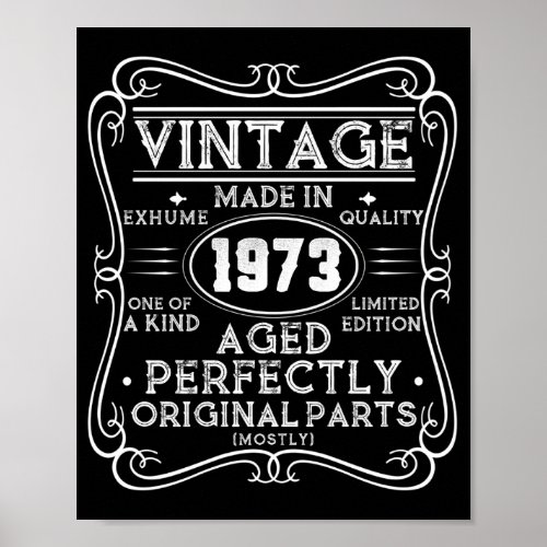 Vintage Made In 1973 Retro Classic Poster