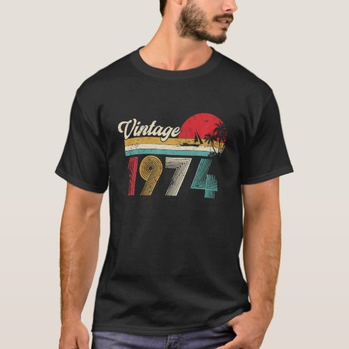 Vintage Made In 1974 50th Birthday Retro Gift 50 T_Shirt