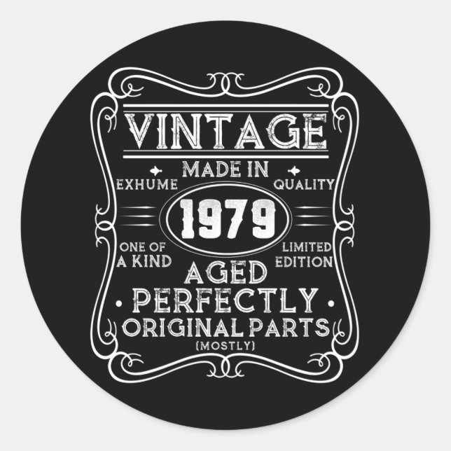 Vintage Made In 1979 Retro Classic Round Sticker (Front)