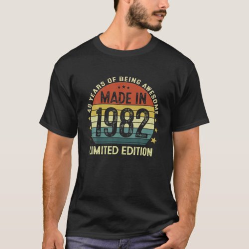 Vintage Made In 1982 40 Year Old 40th Birthday T_Shirt