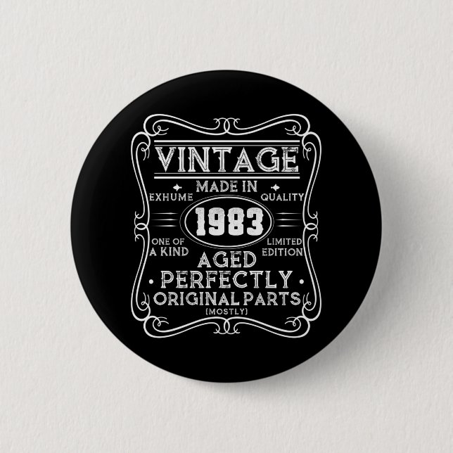 Vintage Made In 1983 Retro Classic Button (Front)