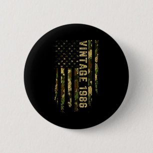 Vintage Made In 1986 American Flag 40th Birthday G Button