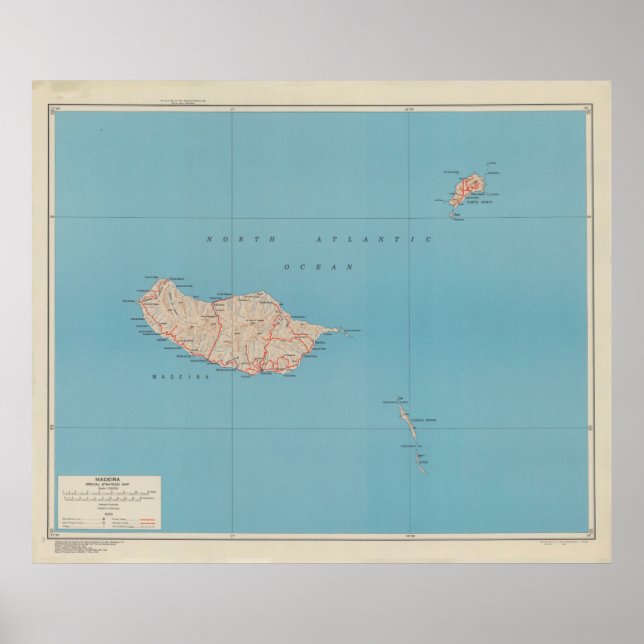 Vintage Madeira Island Map (1943) Poster (Front)