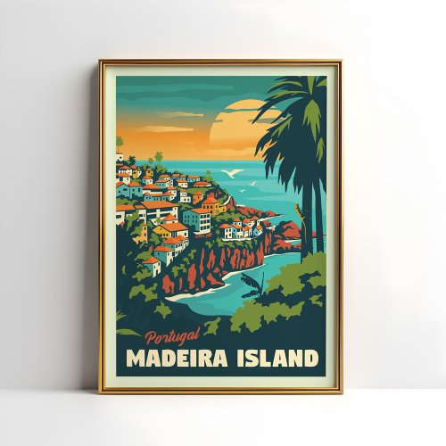 Vintage Madeira Travel Poster Portugal Wall Art