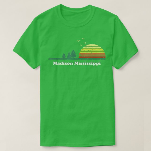 Vintage Madison Mississippi Sunset Souvenir Print  T-Shirt (Design Front)