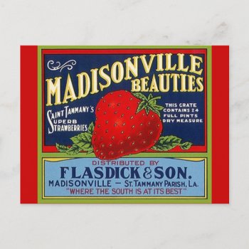 Vintage Madisonville La Strawberry Crate Postcards by layooper at Zazzle