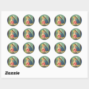 Vintage Madonna and Child Christmas Classic Round Sticker