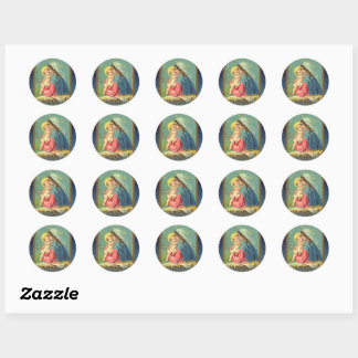 Vintage Madonna and Child Christmas Classic Round Sticker
