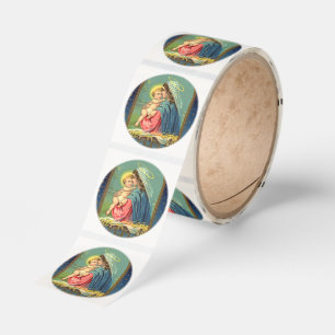 Vintage Madonna and Child Christmas Religious Roll Classic Round Sticker