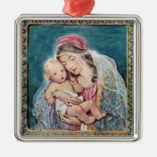 Vintage Madonna and Child - Mary and Baby Jesus Metal Ornament