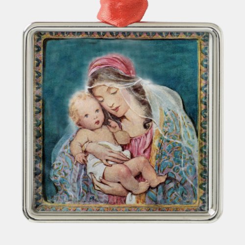 Vintage Madonna and Child _ Mary and Baby Jesus Metal Ornament