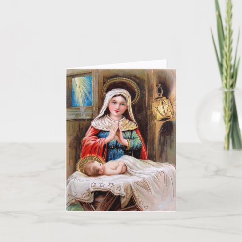 Vintage Madonna And Child Religious Christmas  Holiday Card