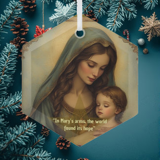 Vintage Madonna and Child Renaissance Art Minimal Glass Ornament