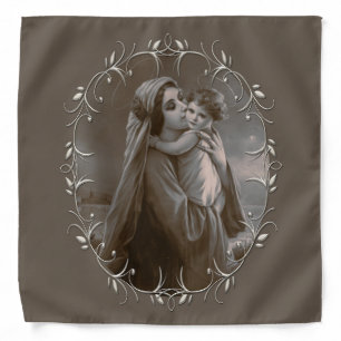 Vintage Madonna and Child with Silver Frame Bandana