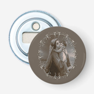 Vintage Madonna and Child with Silver Frame Bottle Opener