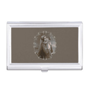 Vintage Madonna and Child with Silver Frame Business Card Case