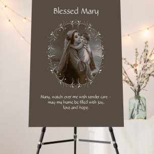 Vintage Madonna and Child with Silver Frame Foam Board