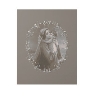 Vintage Madonna and Child with Silver Frame Gallery Wrap