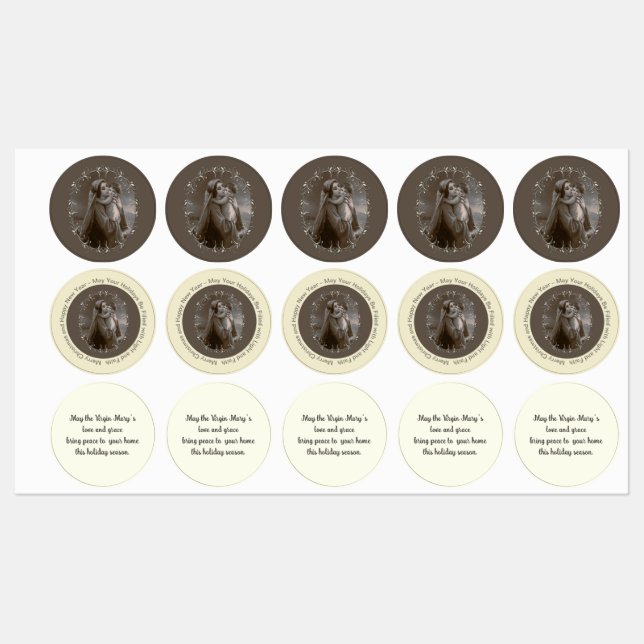 Vintage Madonna and Child with Silver Frame Labels (Sheet)