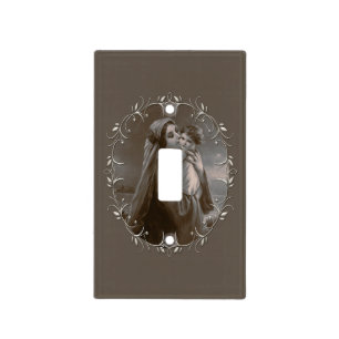 Vintage Madonna and Child with Silver Frame Light Switch Cover