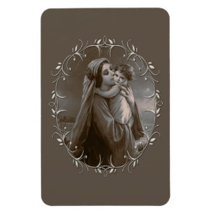 Vintage Madonna and Child with Silver Frame Magnet