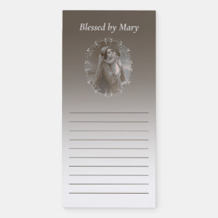 Vintage Madonna and Child with Silver Frame Magnetic Notepad