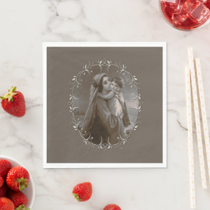 Vintage Madonna and Child with Silver Frame Napkins