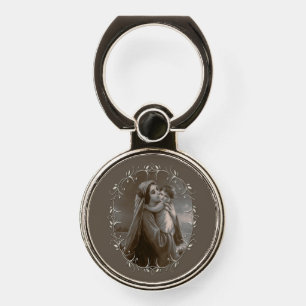 Vintage Madonna and Child with Silver Frame Phone Ring Stand
