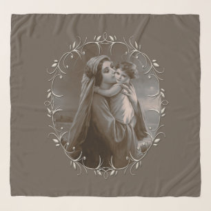 Vintage Madonna and Child with Silver Frame Scarf