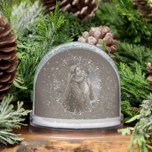 Vintage Madonna and Child with Silver Frame Snow Globe