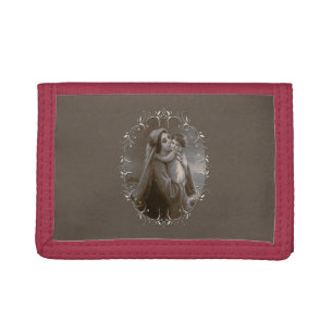 Vintage Madonna and Child with Silver Frame Tri-fold Wallet