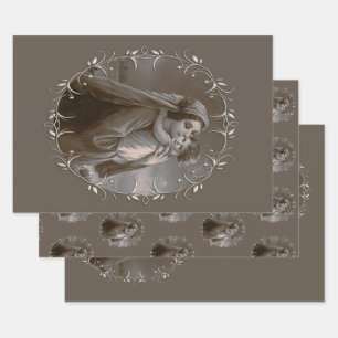 Vintage Madonna and Child with Silver Frame Wrapping Paper Sheets