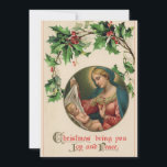 Vintage Madonna & Child Religious Retro Christmas Holiday Card<br><div class="desc">An elegant Vintage retro Christmas greetings holiday card. Whish features a watercolor vintage drawing of nativity scene . With a warm cozy chimney . And we put in the back of this Christmas holiday card a customizable greeting that you can keep or replace with family name. Grab it know and...</div>