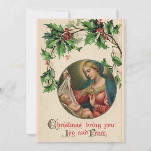 Vintage Madonna  Child Religious Retro Christmas Holiday Card