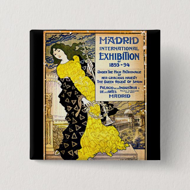 Vintage: Madrid International Exposition, 1893-94 Pinback Button (Front)