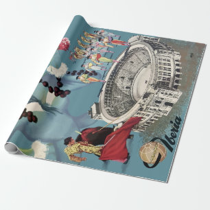 Vintage Madrid Spain Airline Travel Wrapping Paper