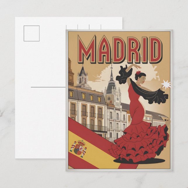 Vintage Madrid Spain flaminco souvenirs, gifts Postcard (Front/Back)