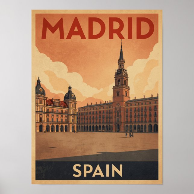  Vintage Madrid Travel Poster (Front)