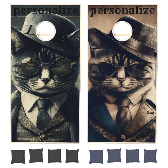 Vintage Mafia Cats Cornhole Set (Set)